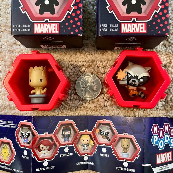 Potted Groot & Rocket Raccoon Marvel Nano Pods WOW! Stuff Figures New Opened Box - Picture 2 of 2